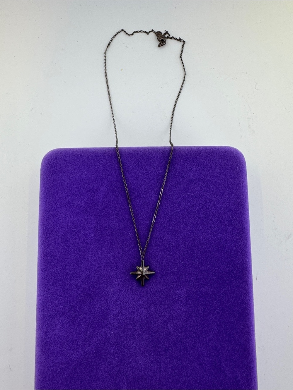 💛 Vintage 925 Black Starburst Pendant Necklace | Delicate Northern Star